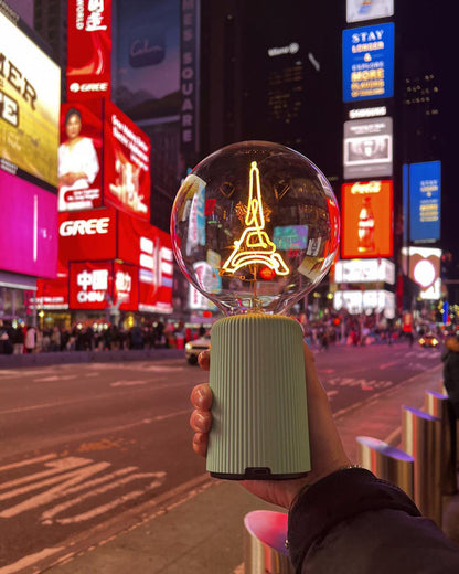 Bulb EIFFEL TOWER Amber with Base Table Lamp PORTABLE Pop Nomad Blue