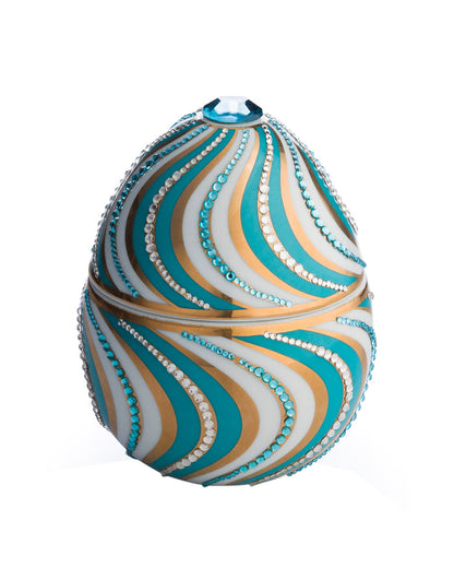 Candle in Ceramic Egg BOIS DE ROUSSIE 200gr Espiral Blue 5.12 diam. x 6.5 in