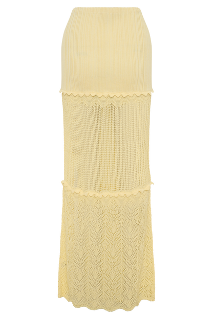 Coleene Pointelle Knit Maxi Skirt - Lemon