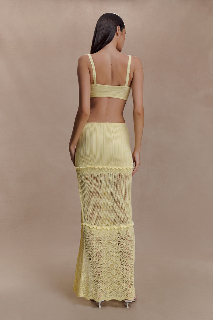 Coleene Pointelle Knit Top - Lemon