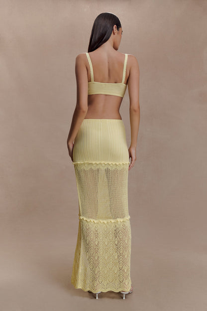 Coleene Pointelle Knit Top - Lemon