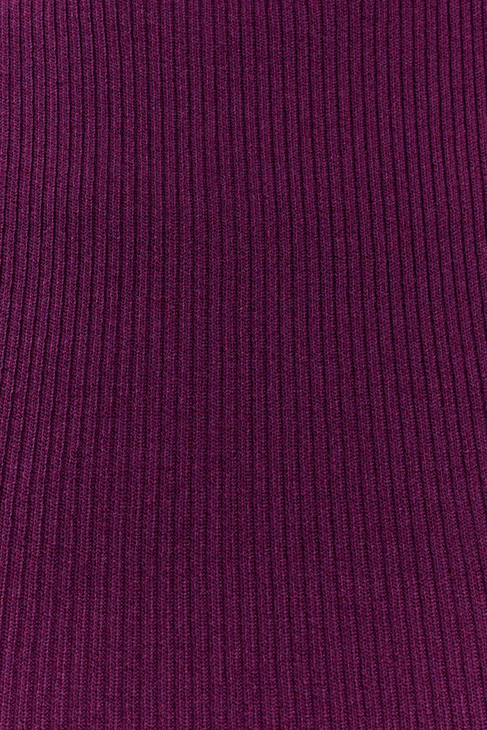 Diya Ribbed High Waisted Pants With Wire Hem - Plum