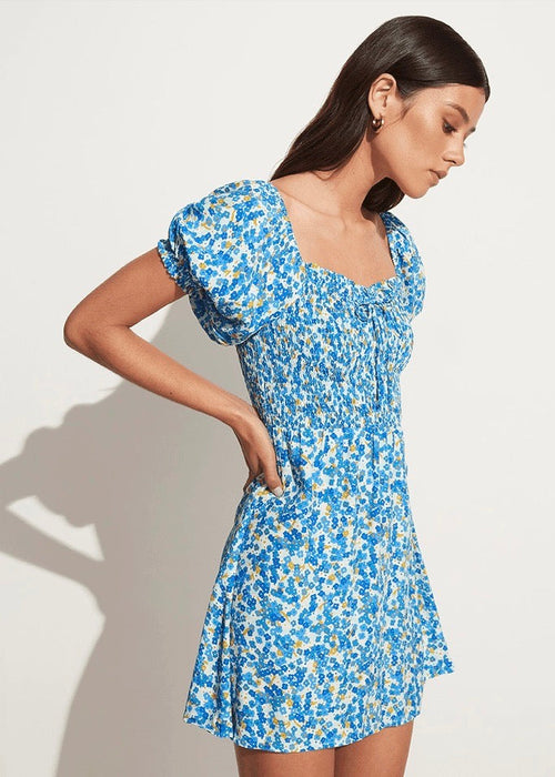 Domenica Mini Dress (Lou Floral Print Blue)