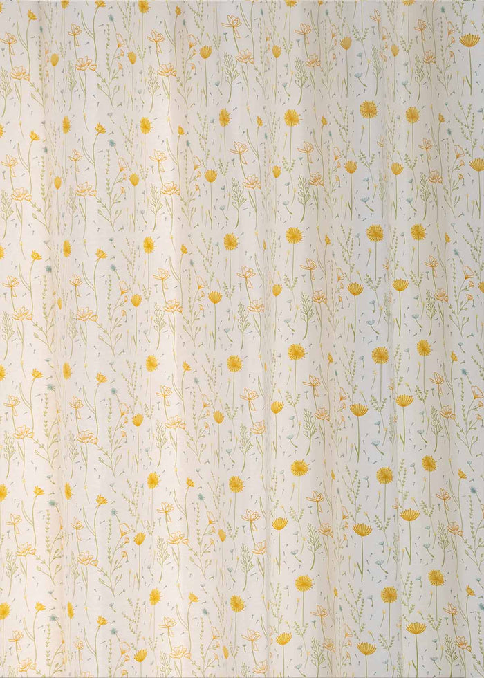 Drifting Dandelion Yellow 100% cotton floral curtain for kids room, living room - Light Reduction - Single Piece