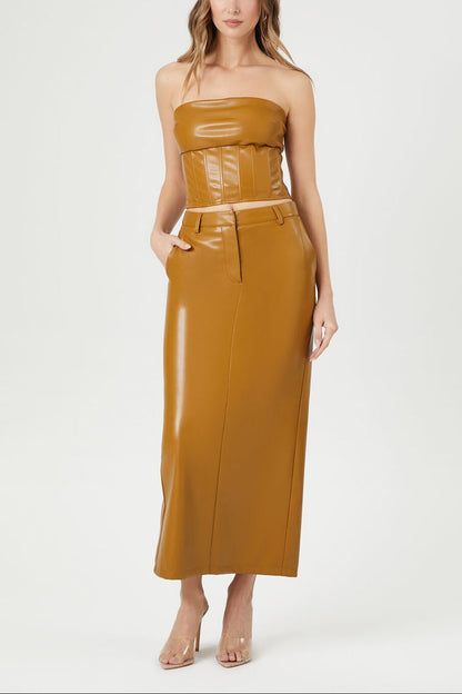 Faux Leather Maxi Skirt