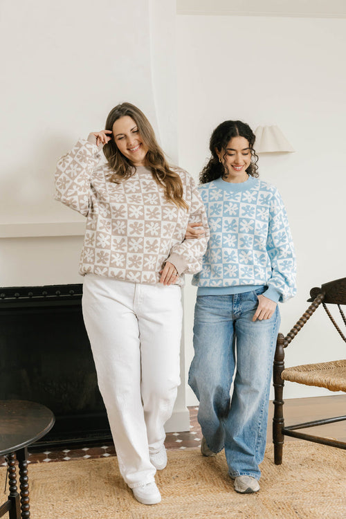 Floral Checkered Sweater Acorn Home + Apparel