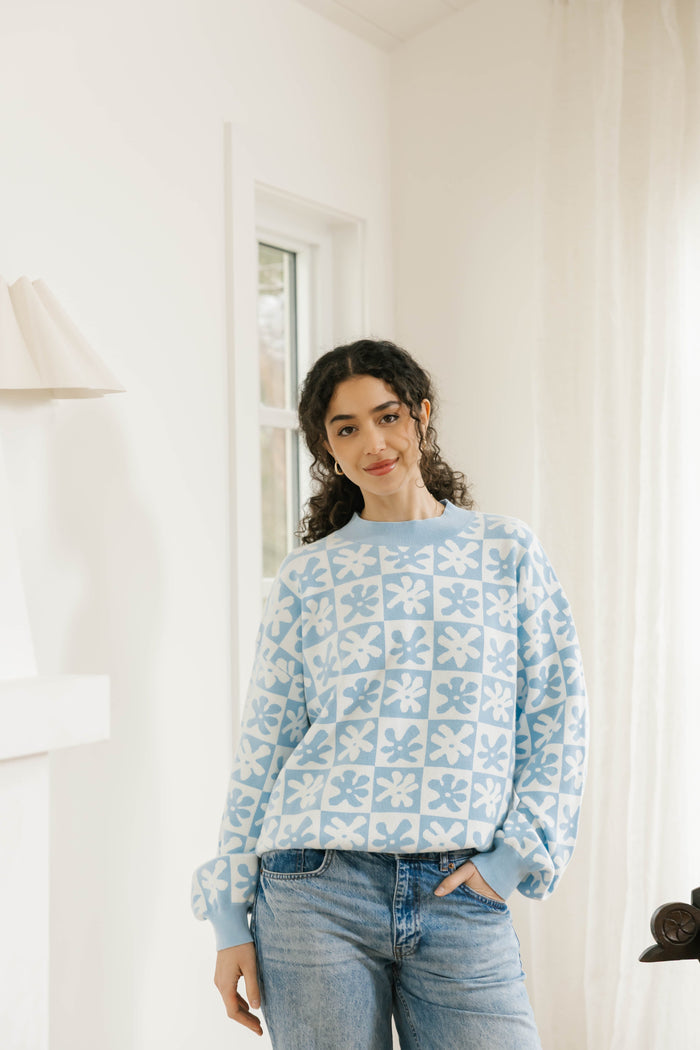 Floral Checkered Sweater Acorn Home + Apparel