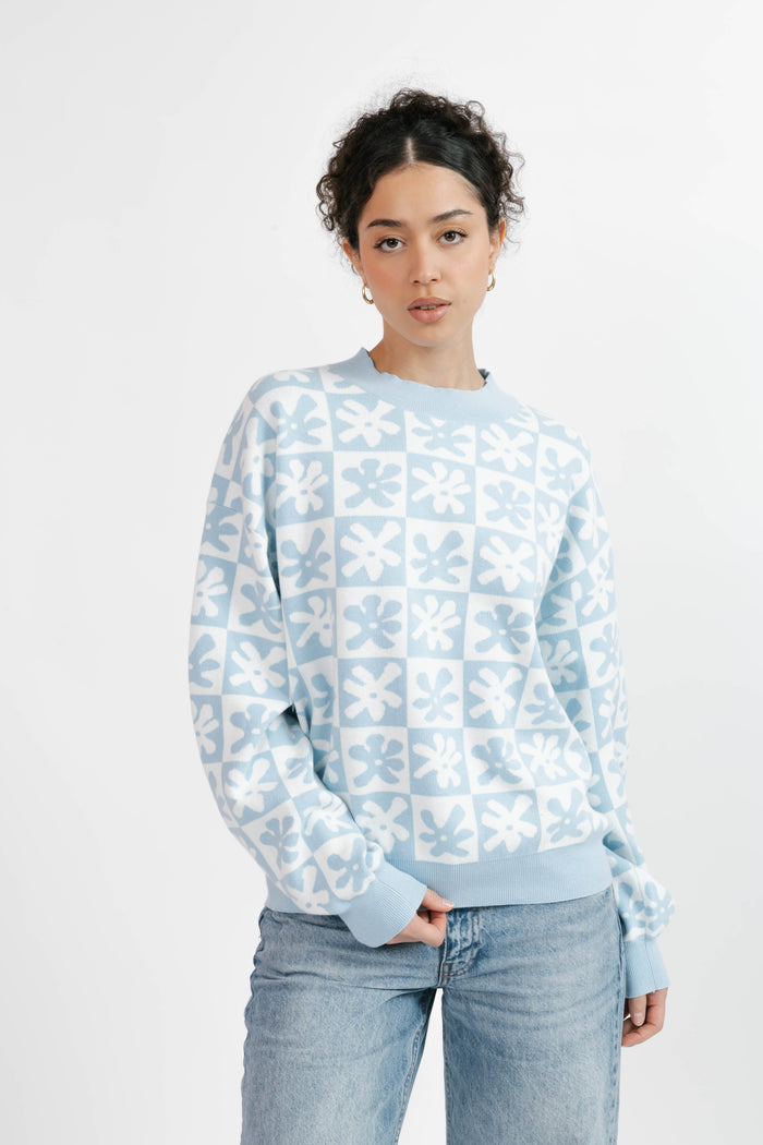 Floral Checkered Sweater Acorn Home + Apparel
