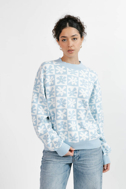 Floral Checkered Sweater Acorn Home + Apparel