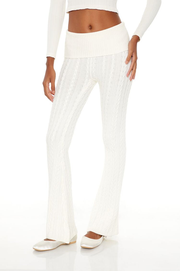Foldover Sweater-Knit Pants