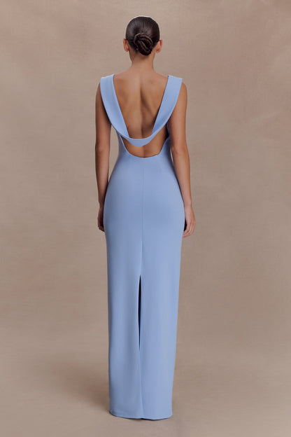 Galilea Crepe Draped Maxi Dress - Cornflower Blue