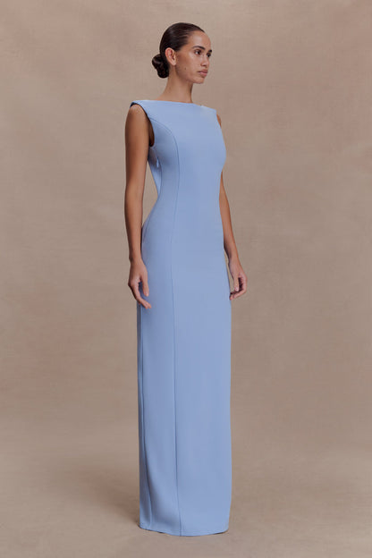 Galilea Crepe Draped Maxi Dress - Cornflower Blue