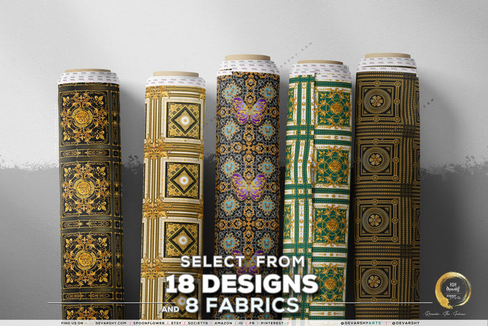 Golden Lion Apparel Fabric 3Meters+, 9 Designs | 8 Fabric Options | Baroque Fabric By the Yard | D20332