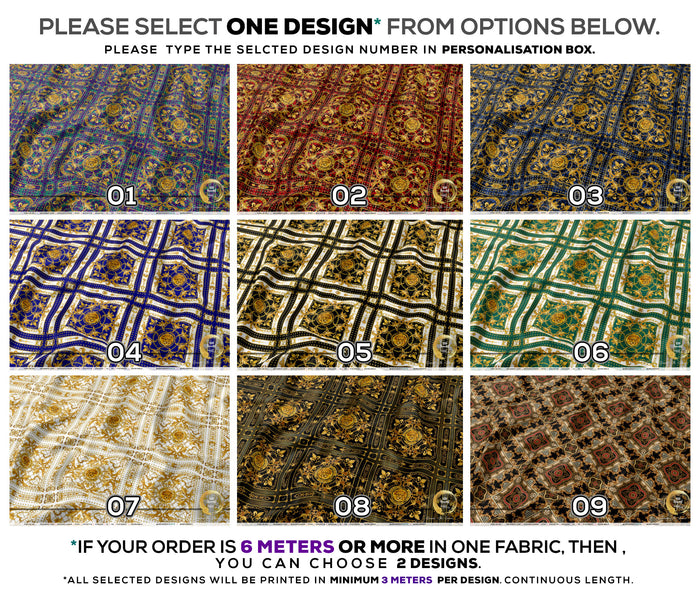 Golden Lion Apparel Fabric 3Meters+, 9 Designs | 8 Fabric Options | Baroque Fabric By the Yard | D20332