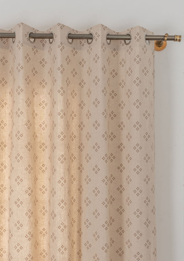 Harvest linen cotton textured minimal design curtain for living room - Light Reduction - Brown - Single Piece