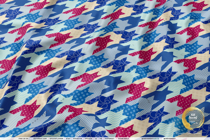 HOUNDSTOOTH Apparel Fabric 3Meters+, 9 Designs | 8 Fabrics Option | Checks Fabric By the Yard | 032