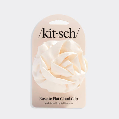 Kitsch Satin Rosette Medium Flat Cloud Clip - Cream