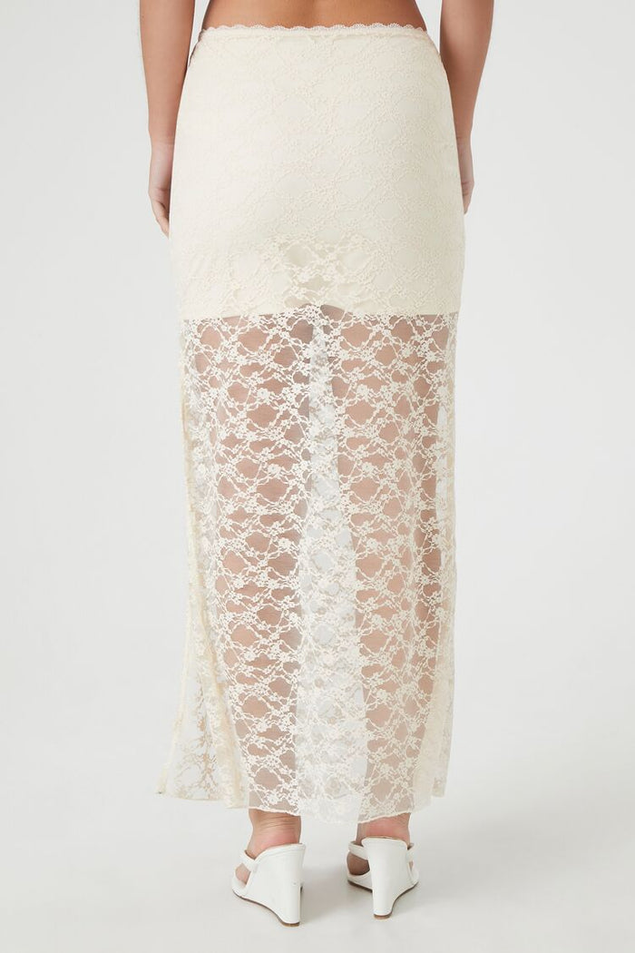 Lace Column Maxi Slit Skirt