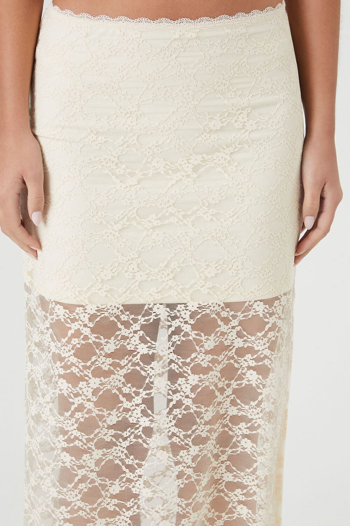 Lace Column Maxi Slit Skirt