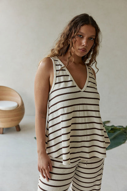 Lana Top - Brown Stripe