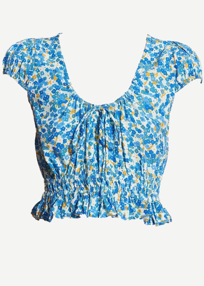 Las Olas Top (Lou Floral Print Blue)