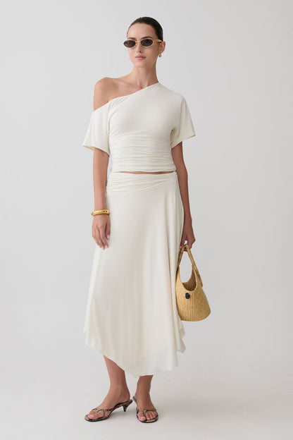 Luu Off Shoulder Slinky Top - Ivory