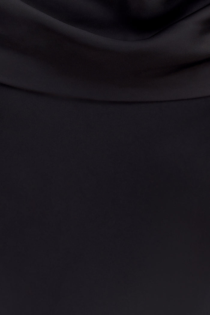 Lydia Cowl Neck Satin Maxi Dress - Black