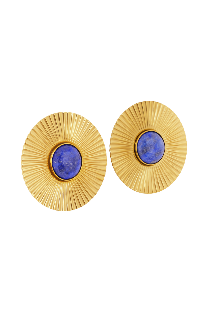 Maisie Round Gemstone Earrings - Gold