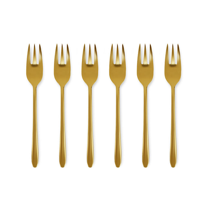 Malachite oro lucido - set 6 forchette dolce