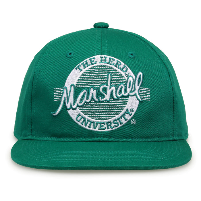 Marshall Retro Circle snapback hat in green, front view