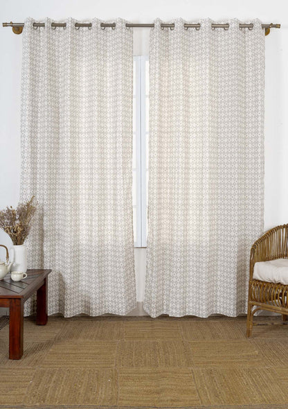 Mirage 100% cotton geometric sheer fabric for living room - Light filtering - Grey