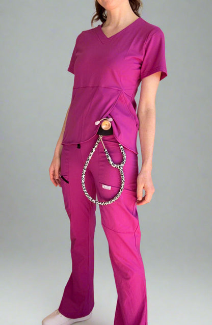 Women's Scrubs Bootcut Pants Magenta Pink OliveUs MDF Instruments