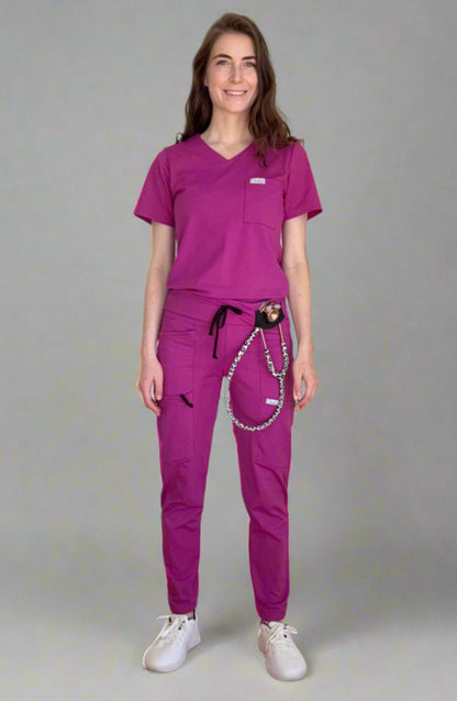 Women's Scrubs Jogger Pants Magenta Pink OliveUs MDF Instruments