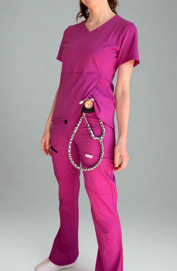 Women's Scrubs Pendulum Top Magenta Pink OliveUs MDF Instruments