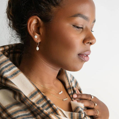 Pearl Gemstone Stud Earrings Acorn Home + Apparel