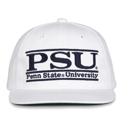 Penn State Retro Bar snapback hat in white, front view