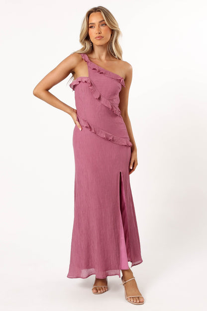 Ainslee One Shoulder Maxi Dress - Pink