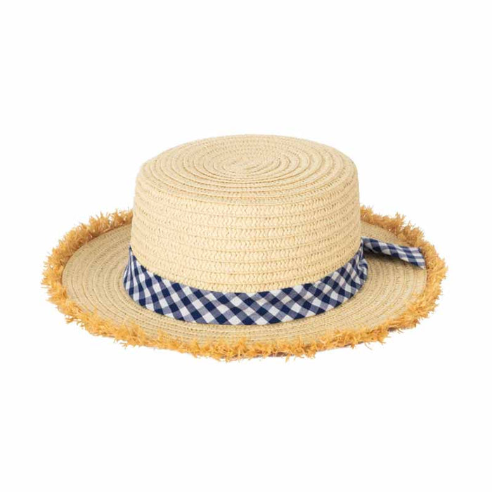 Petite Boater Hat with Gingham Band - San Diego Hat Bolero Hat San Diego Hat Company
