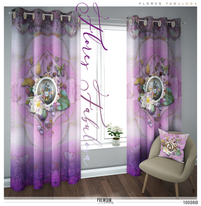 Pink Abstract Floral PREMIUM Curtain Panel. Available on 12 Fabrics. Made to Order. 10008B