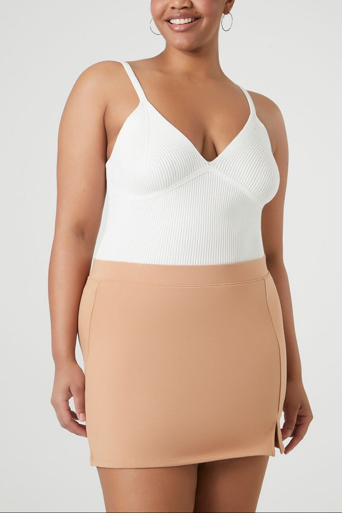 Plus Size Fitted Mini Skirt