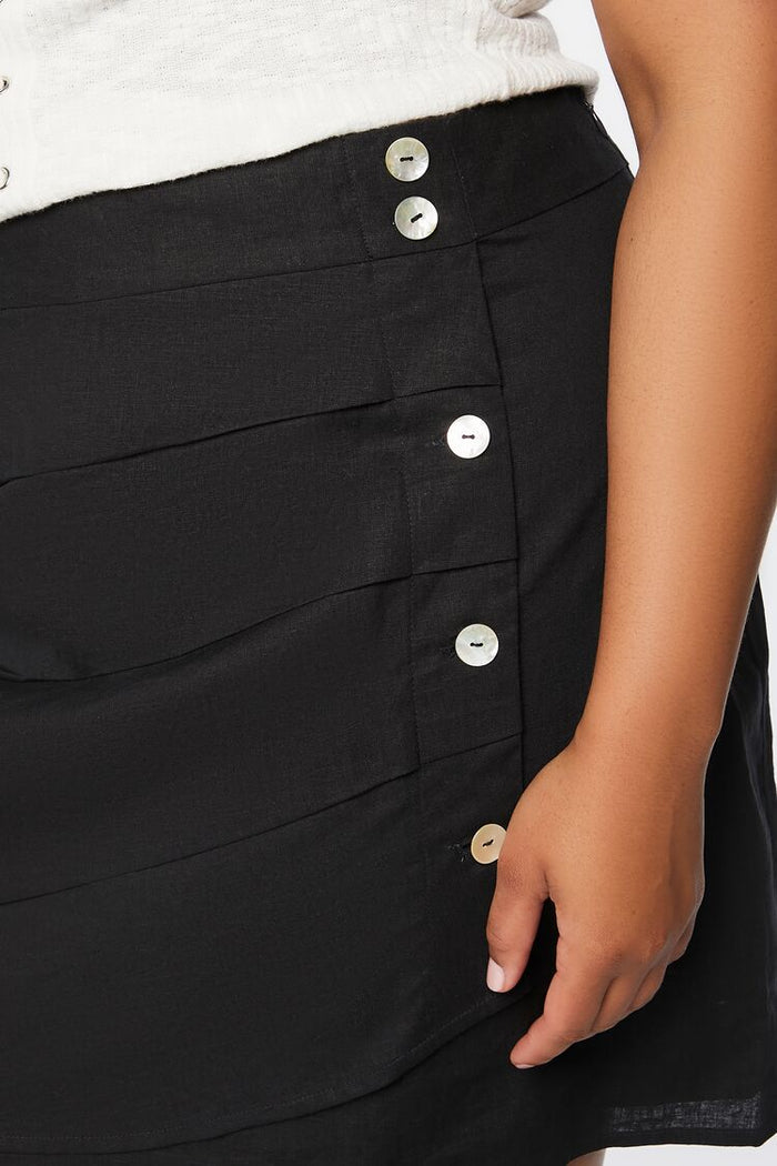 Plus Size Linen-Blend Mini Skirt