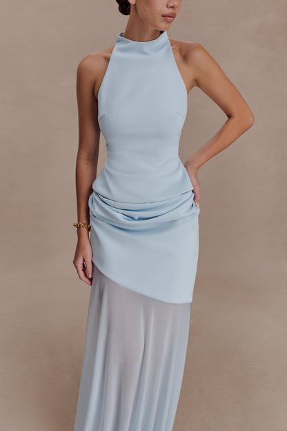 Portia Scuba Sleeveless Top - Pale Blue
