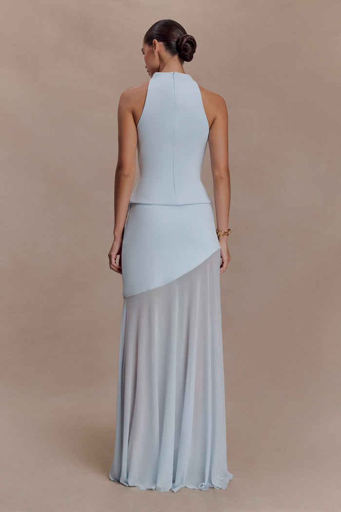 Portia Scuba Sleeveless Top - Pale Blue