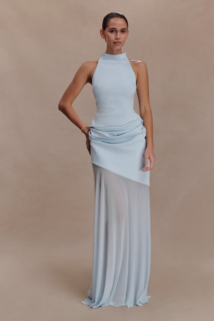 Portia Scuba Sleeveless Top - Pale Blue