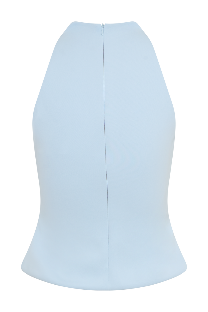 Portia Scuba Sleeveless Top - Pale Blue