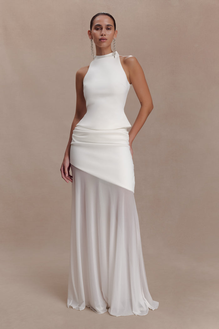 Portia Scuba Sleeveless Top - White