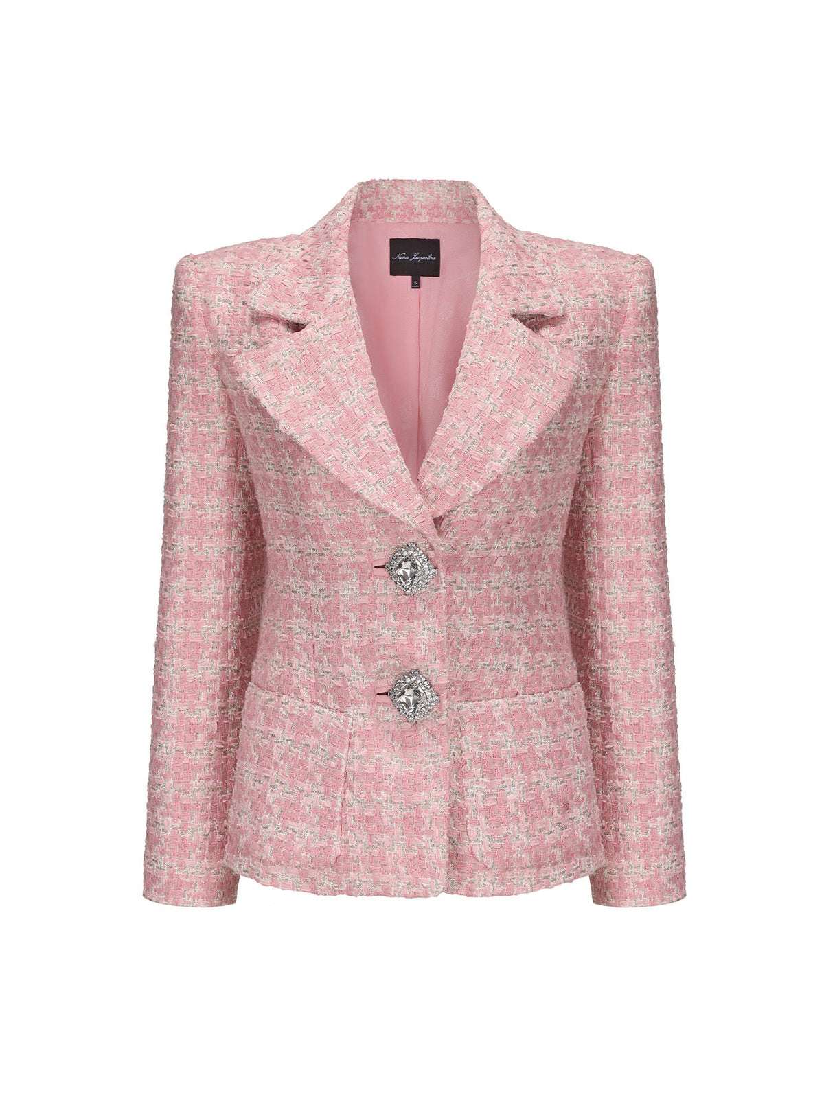 Maya Textured Lapel Pink Checkered Suit Jacket (Final Sale)