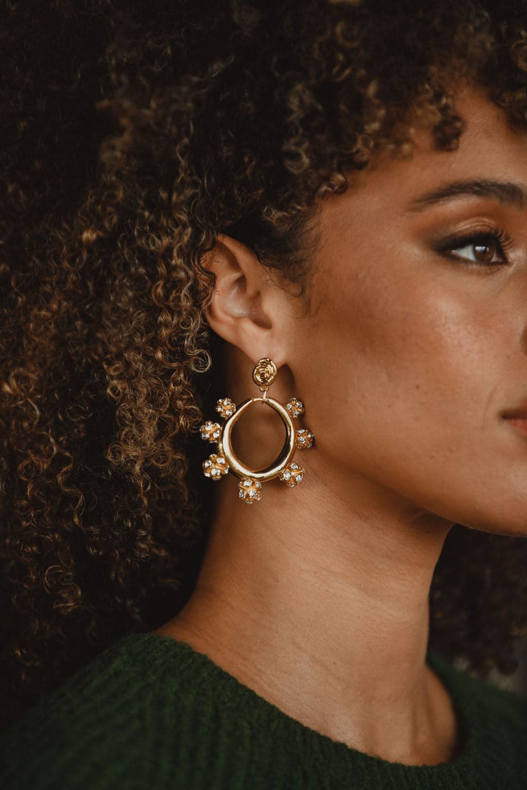 Rae Gold Rhinestone Statement Earrings