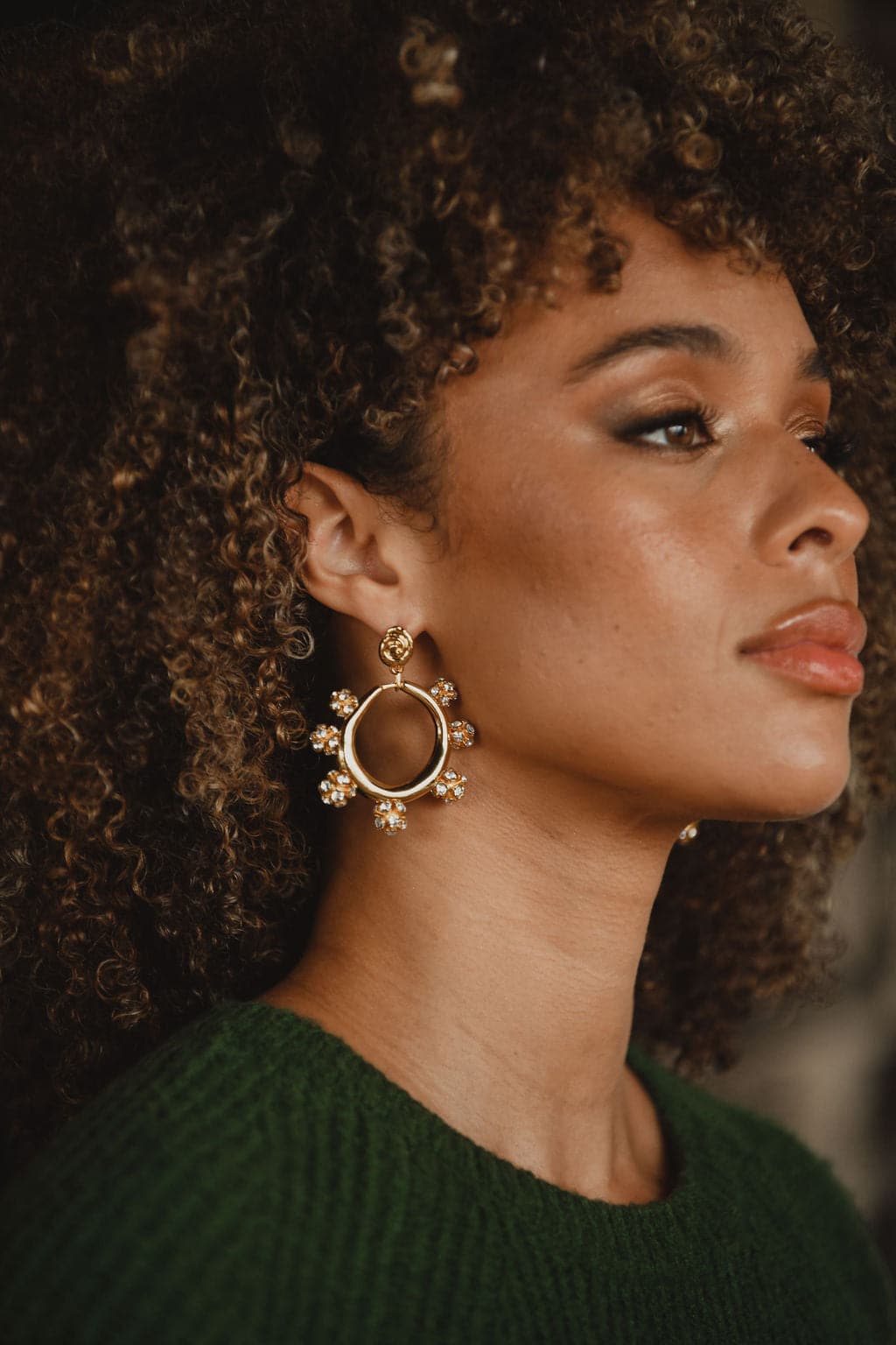 Rae Gold Rhinestone Statement Earrings