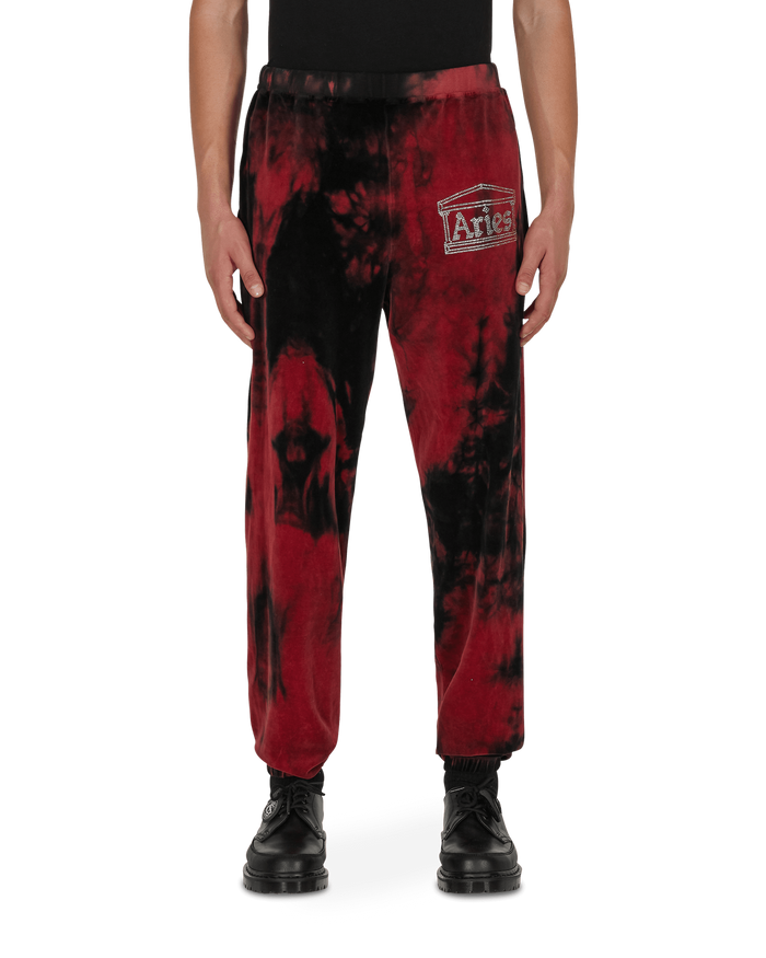 Aries Rhinestone Velour Sweatpant Red Pants Sweatpants FSAR30285 RD